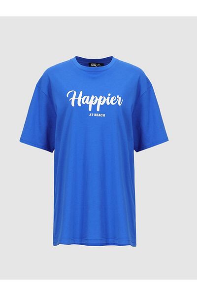Ltb Tricou albastru cu imprimeu supradimensionat