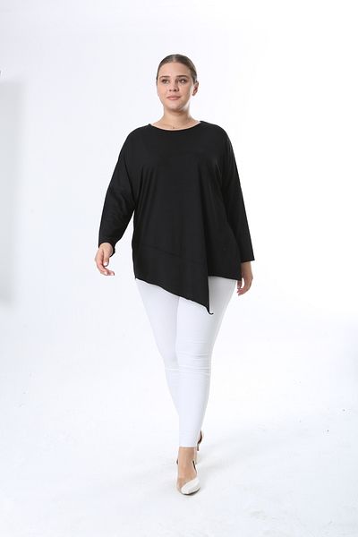 özle fashion Women's Plus Size Asymmetrical Cut Design Blouse