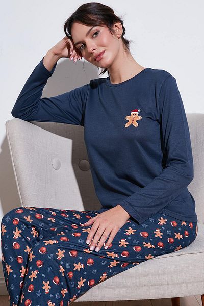 Lela Stretch Regular Fit - Crew Neck Elastic Waist Pajama Set 65714101