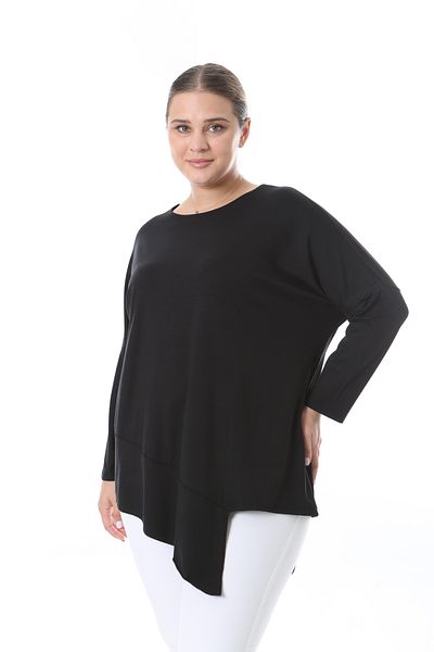 özle fashion Women's Plus Size Asymmetrical Cut Design Blouse