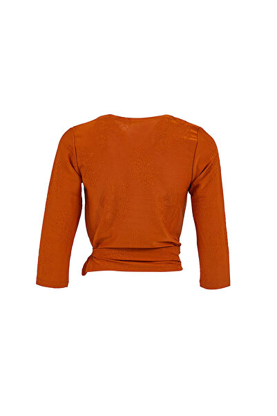 Ltb Orange Sweatshirt with V-Neck Lacing Detail