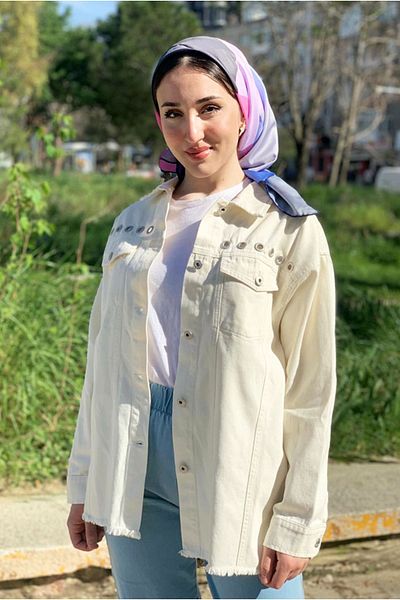 Moda Rosa 25K5273 - ECRU - سترة جينز بتفاصيل عين الطير