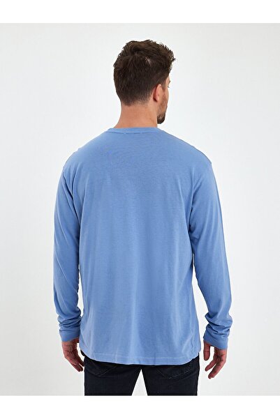 Ltb Bisiklet Yaka Basıc Mavi Sweatshırt