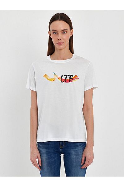 Ltb White T-shirt with Colored Logo