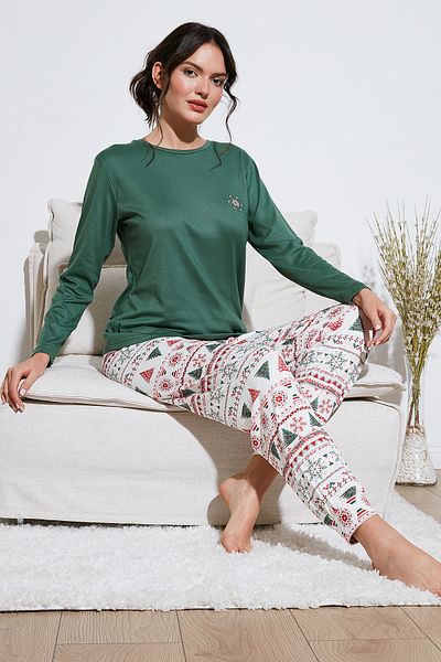 Lela Stretch Regular Fit - Crew Neck Elastic Waist Pajama Set 65714101