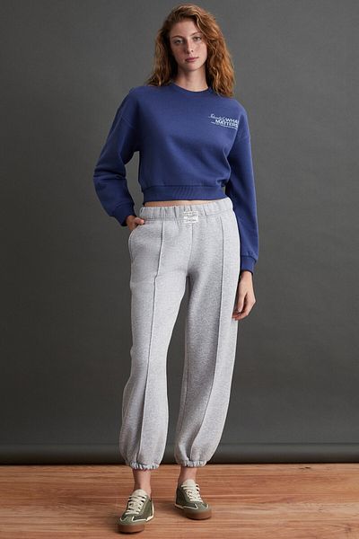 GRIMELANGE Damen-Jogginghose „Danaıa“ aus weicher, elastischer Baumwolle mit Paspelierung und detaillierter Raster-Grimelange aus Bio-Baumwolle