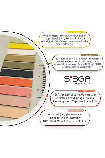 sibga tasarım Transparent Colored Postit Post-it Post ItBookmark Bookmark Postit Sticker Note Paper 200 Sheets