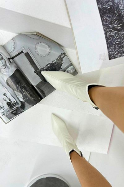 inizio White Stretch Heeled Women's Boots F3600