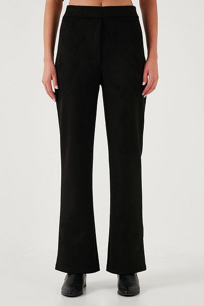 Lela Scuba Suede High Waist Wide Leg Trousers Pants 5865974