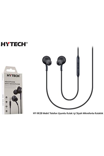 Universal سماعة أذن سوداء متوافقة مع الهاتف المحمول من Hytech HY-XK20