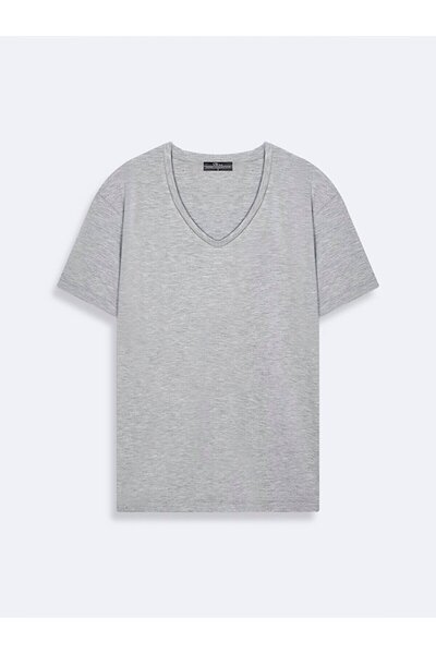 Ltb V-neck Relax Fit Gray T-shirt