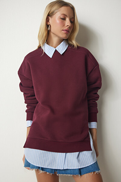 Lovelyİstanbul Φούτερ Claret Red - Λεπτομέρεια με φερμουάρ και ράστερ, LUB0003