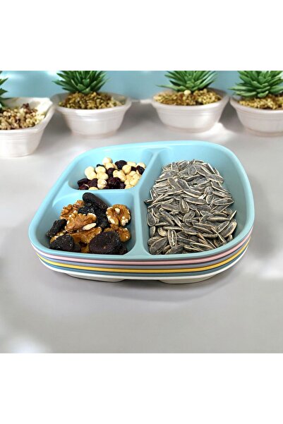 HOLLYHOME 3 bölmeli Kahvaltı Tabağı Plastik Piknik Kamp Çerez Yemek Servis Tabak Tablot, Tabldot 1 Adet