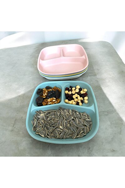 HOLLYHOME 3 bölmeli Kahvaltı Tabağı Plastik Piknik Kamp Çerez Yemek Servis Tabak Tablot, Tabldot 1 Adet