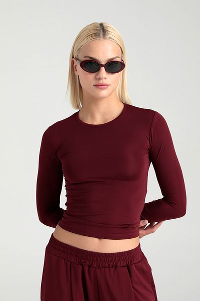 SHEISMONO Μπλούζα με στρογγυλή λαιμόκοψη Soft Touch Claret Red