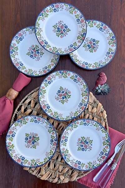 porselenden Rosalinda 6-Piece Premium Porcelain Cake Plate Set - Special Design, Pink Floral
