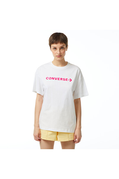 Converse Wordmark Oversize Fit Kadın Beyaz T-Shirt
