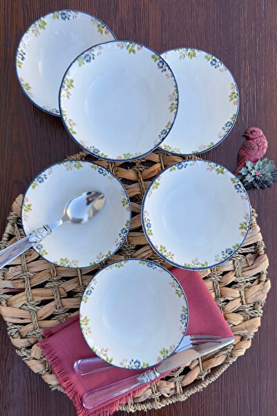 porselenden Rosalinda 6-Piece Premium Porcelain Soup Bowl - Special Design, Pink Flower Pattern