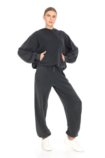 ARDUNIQUE Anthracite Unisex Oversize Hooded Tracksuit Set