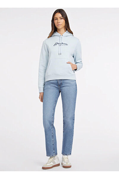 Guess Mavi Kadın Kapüşon Yaka Normal Kalıp Desenli Sweatshirt GJ HOOD REG LA ...
