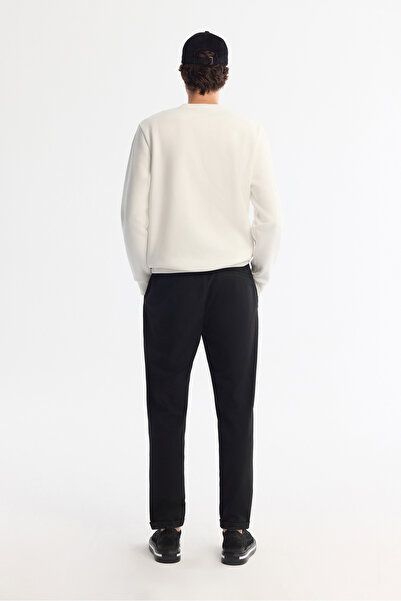 Avva Erkek Beyaz Bisiklet Yaka Pamuklu Şardonlu Baskılı Regular Fit Sweatshirt B001033