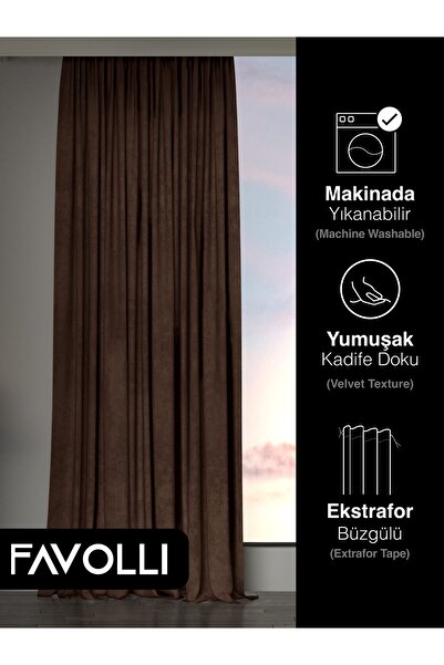 FAVOLLİ Текстура от кафяво кадифе - серия от мечти на фона на острова, допълнителна за плисирана завеса