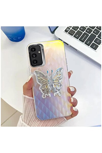 Zebana Samsung Galaxy A34 Uyumlu Kılıf Standlı Kelebek Silikon Kılıf Desen 2