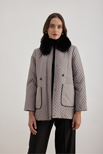 Aker 5829111 Yaka Detaylı Kapitone Kısa Mont