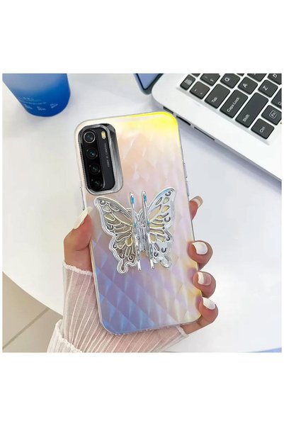 Pro Aksesuar Xiaomi Redmi Note 8 Compatible Case Zebana with Stand Butterfly Silicone Case Pattern 2