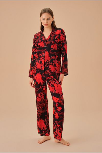 SUWEN Set pijamale pentru bărbați Dragon