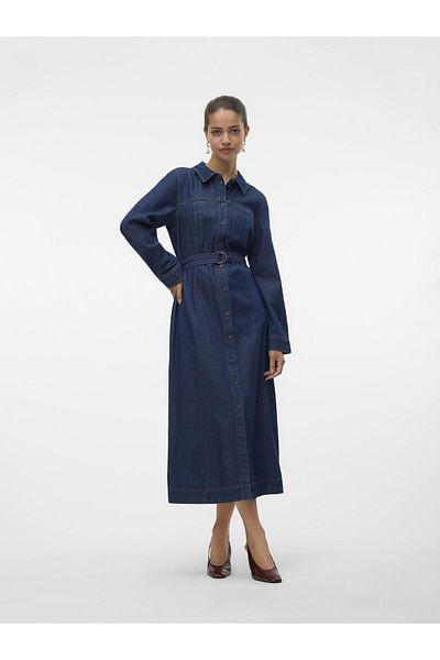 Vero Moda Jeanskleid VMVIO Langes Kleid