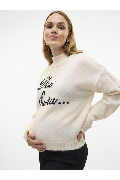Mama Licious Strickpullover Normal geschnitten Hoch geschlossen Gerippte Ärmelbündchen Raglan-Ärmel Tragetasche