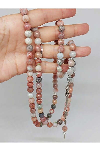 Yasamtohumu Piatra de jasp Roz-Alb Culori mixte 99 mărgele de rugăciune 8 mm ...