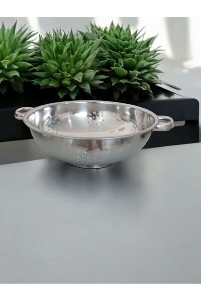 Russet Süzgeç Ayaklı Paslanmaz Çelik Kulplu Makarna Süzgeci İnce Çelik