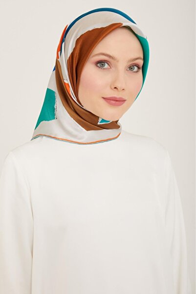 Armine Γκρι μεταξωτό μαντήλι με γεωμετρικό σχέδιο 9125 - 83