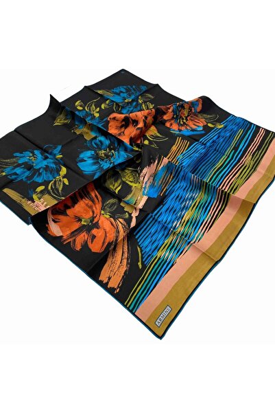 Armine Μαύρο αφηρημένο μεταξωτό μαντήλι Tivil με σχέδιο λουλουδιών 9047 - 53