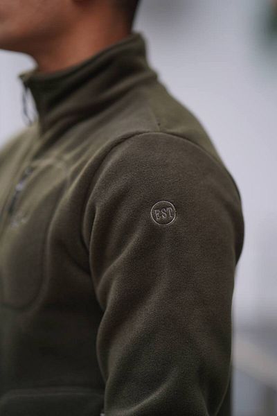 Est Estola Khaki Men's Fleece Jacket - Thick Full Zipper, 3 Pockets, Cotton Fabric