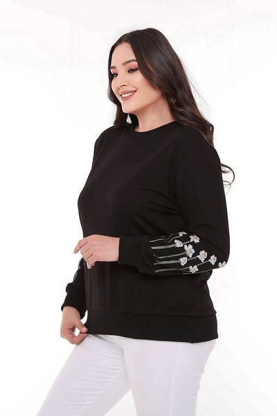 aytemas Sweatshirt with Flower Embroidery Sleeves