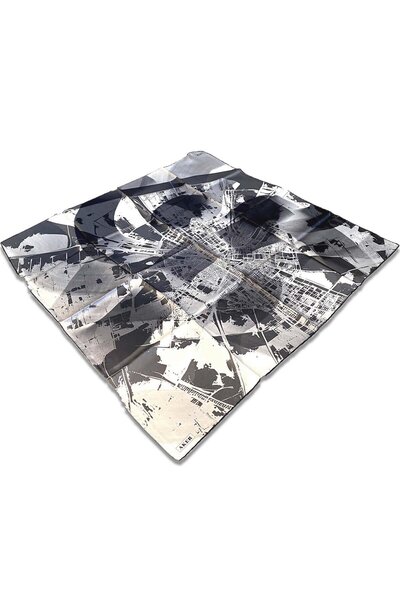 Aker وشاح حريري تيفيل بنمط مختلط باللونين الأسود والرمادي 8841713 - 911