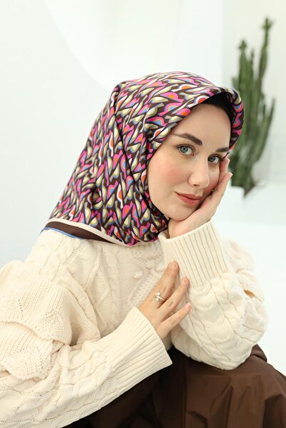 Silk Home Μεταξωτό κασκόλ Tivil με γεωμετρικό σχέδιο πικρό καφέ-μπλε 11413-23