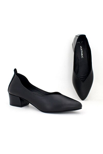 Deripabuc Black Genuine Leather Women's Heeled Shoes - Shn-1068