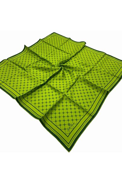 Silk Home Μεταξωτό μαντήλι Tivil με μοτίβο λαδί πράσινο μονόγραμμα 11393-93