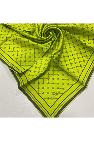 Silk Home Μεταξωτό μαντήλι με μοτίβο νέον πράσινο μονόγραμμα 11393-97
