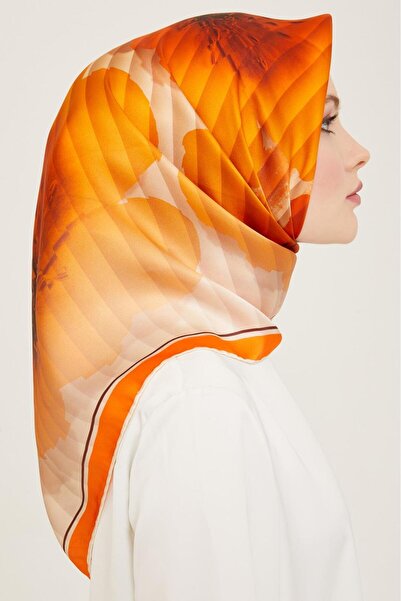 Armine Πορτοκαλί λουλουδάτο μοτίβο Tivil μεταξωτό μαντήλι 9100 - 31