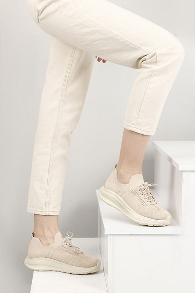 GÖNDERİ(R) Nude Heart Round Toe Padding Sole Knitwear Damen-Sneaker 37511