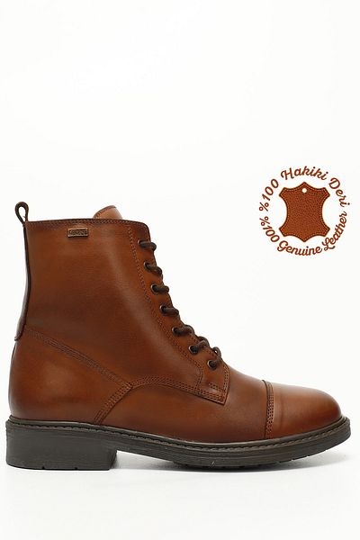 GÖNDERİ(R) Women/Girls Tan Antique Zippered Genuine Leather Boots