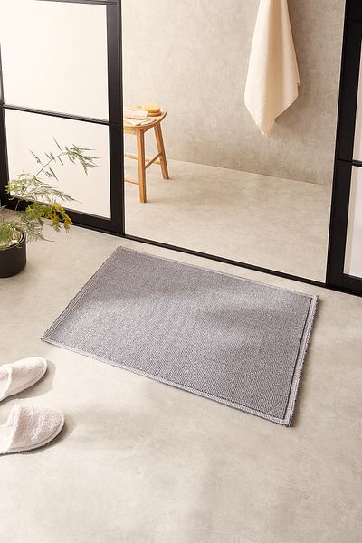 Ocean Home Textile Πατάκι μπάνιου Boucle Βαμβακερό Γκρι Χρώμα που πλένεται 60x90