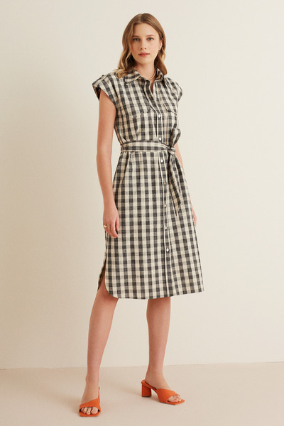 Naramaxx Kuşaklı Midi Boy Gömlek Elbise