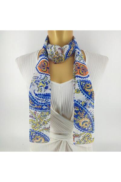 Tedz Collection وشاح طويل منقوش باللون الأزرق والبرتقالي من PAREDORA