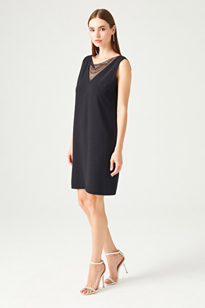 Naramaxx Yakası Taşlı Şık Elbise